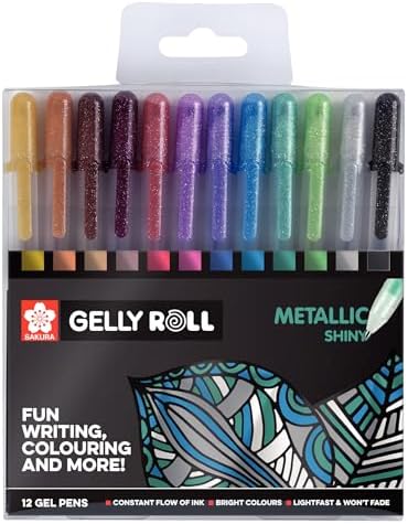SAKURA Gelly Roll Metallic Gel Pens Set of 12, Assorted Colors | Pens for Writing, Drawing, Journaling & Crafts image 2