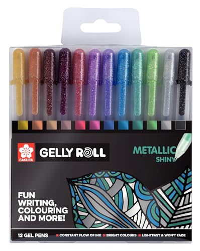 Sakura SAKURA Gelly Roll Set de 12 rotuladores de tinta gel metálica,...