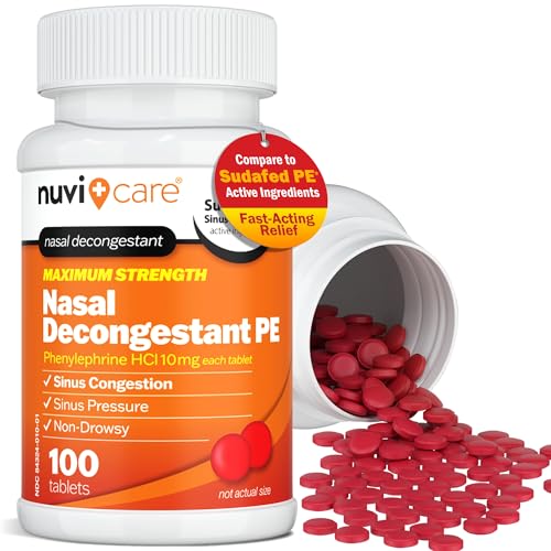 Image of NUVICARE Phenylephrine HCl 10mg PE Nasal Decongestant, 100 Ct