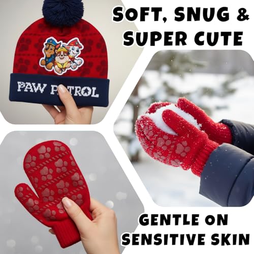 Image of Nickelodeon Paw Patrol Boys Winter Hat and Mitten or Glove Set (Age 2-7)