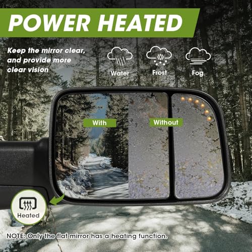 Image of Tow Mirrors Pair for 2009-2018 Ram 1500, 2010-2018 Ram 2500 /3500