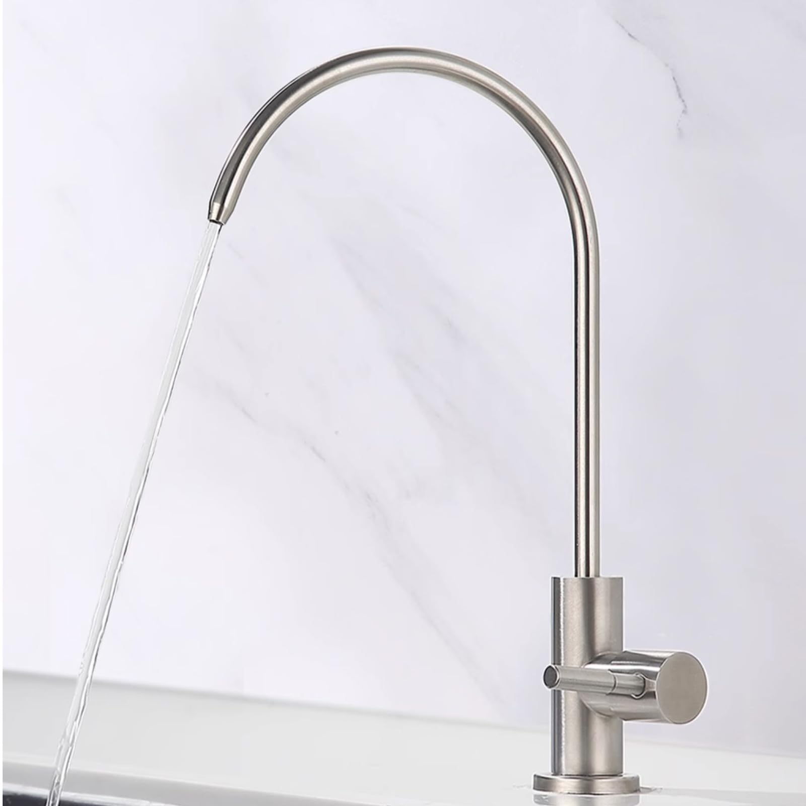 WDSOPK faucet Filter Faucet for Kitchen Sink Swan Neck Design Cold Water Tap with 360° Rotat