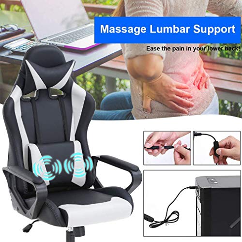 Gaming Chair Office Chair Racing Chair with Lumbar Support Arms Headrest High Back PU Leather Massage Ergonomic Desk Chair Rolling Swivel Adjustable PC Computer Chair for Women Adults Girls(White) Gaming Chair Office Chair Racing Chair with Lumbar Support Arms Headrest High Back PU Leather Massage Ergonomic Desk Chair Rolling Swivel Adjustable PC Computer Chair for Women Adults Girls(White)