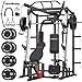 SunHome Smith Machine with Bench and 230LBS BP, 2000LBS Power Cage Squat Rack with Smith Bar, Two LAT Pull-Down Systems, Cable Crossover Machine and and More Cable Attachment for Home Gym