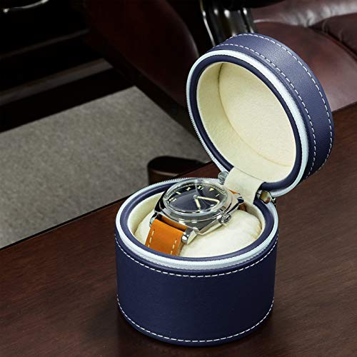ZHZ-DT Watch Storage Box, Leather Wooden Travel Watch Display Case Holder Organizer Box with 1 Removable Watch Pillow for Jewellry, Watches, Accessories- Gift for Man, Women, Husband,Blue