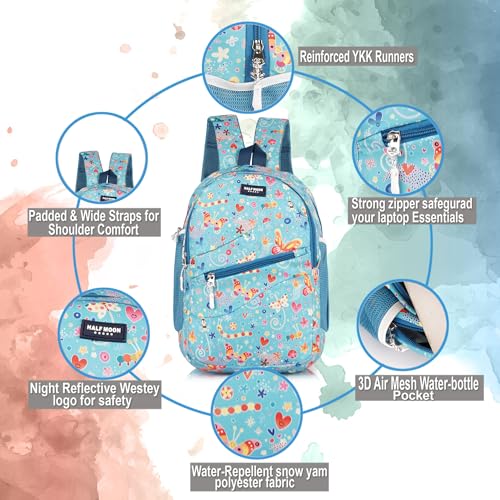 Half Moon Butterfly 15L Kids School Bag | Pre-Nursery to Class 2 | Unisex Backpack for Boys & Girls | Lightweight & Comfortable Daypack for School & Daily Use (Sky Blue) - Image 3