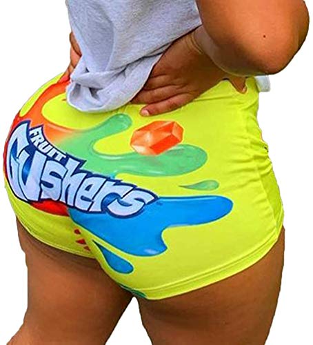 Women's Sexy Booty Shorts Stretch Letter Hot Leggings Pants Shorts Multicolor Slim Fit Tights Homewear Lingerie(XXL)