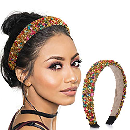 Morebrave Ctystal Headband Sparkling Bejewelled Hairband Rhinestone Head wrap for Women and Girls