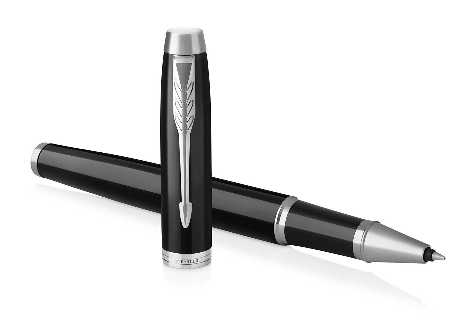 Parker IM Set Stylo Bille et Rollerball Noir avec finitions chrome