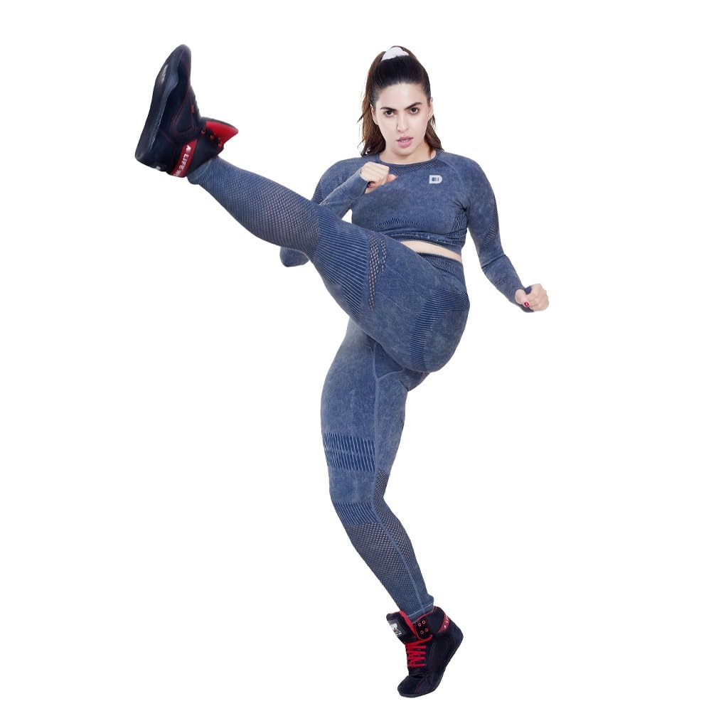 DAPP Womens Seamless High-Stretch Sports Leggings Full Sleeve Bra Set - Moisture Wicking Glute Enhancing Activewear for Gym