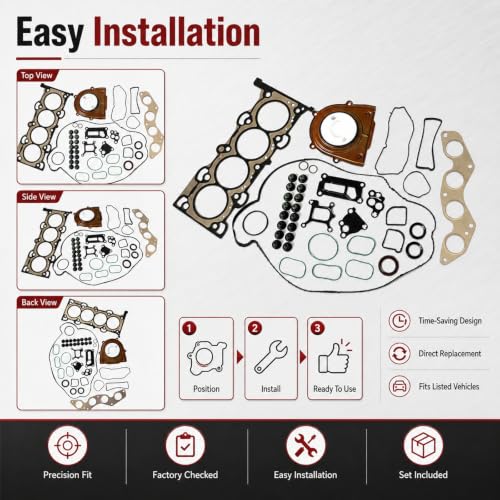 Image of SecosAutoparts Cylinder Head Gasket Set Compatible with Ford Focus 2012-2017 2.0L L4 MLS Head Gasket Kit Replaces CM5E-6051-DF HS54995 with Valve Cover Intake Exhaust Manifold Gaskets