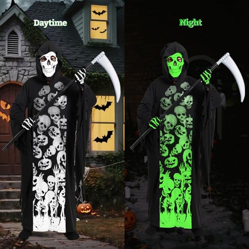 Disfraz de Grim Reaper para niños 8-10 años con máscara y guadaña miniatura 3