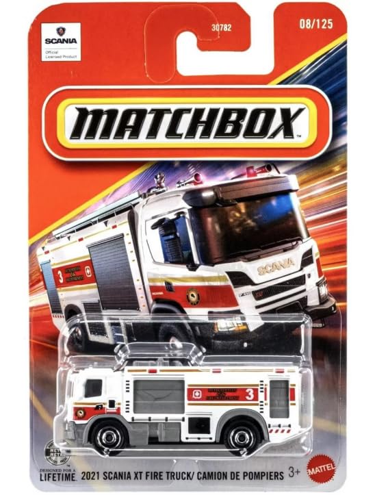 Amazon.com: Matchbox 2021 Scania XT Fire Truck [White] 08/125, 1