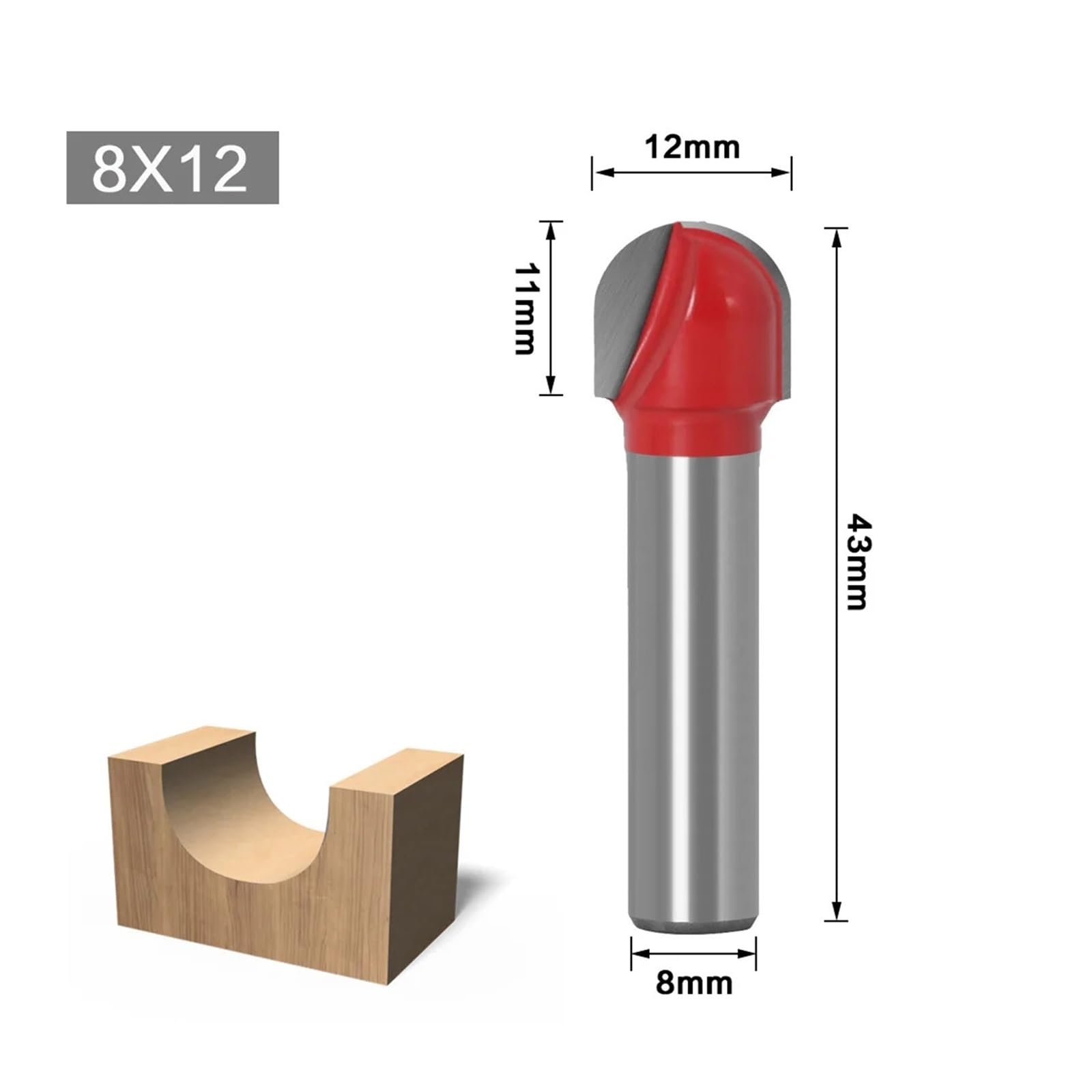 1/5 sztuk 8mm Shank narzędzia CNC węglika spiekanego okrągłe bity Cove rdzeń routera Bit frez kulowy do obróbki drewna(5 Pcs 8mm Set)