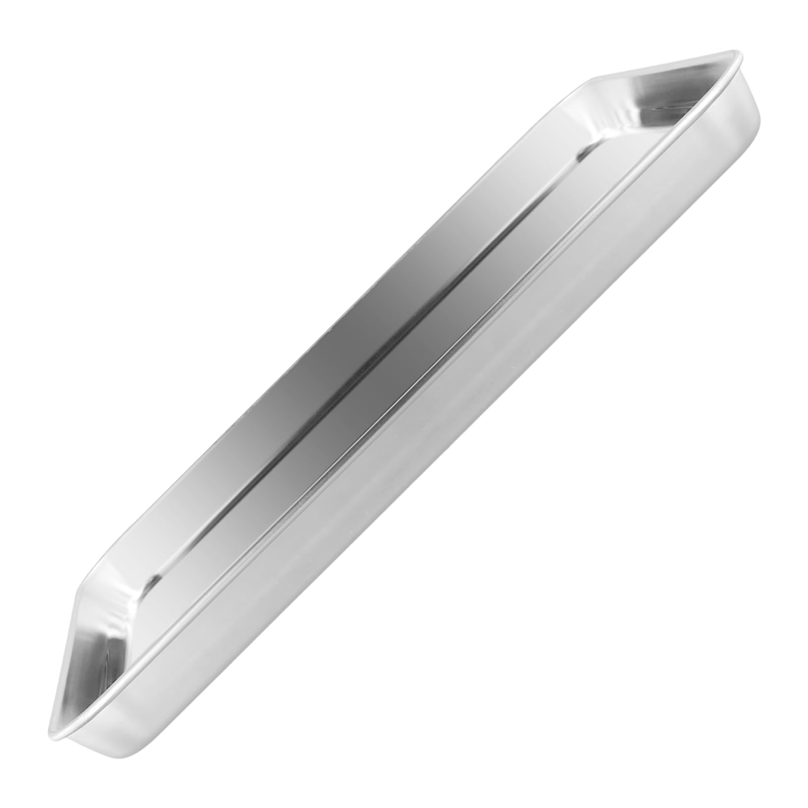 4 teglie da forno piccole in acciaio inox, rettangolari per arrostire, servire, cucinare, torte, biscotti, 23,5 x 17,5 x 2,5 cm, argento