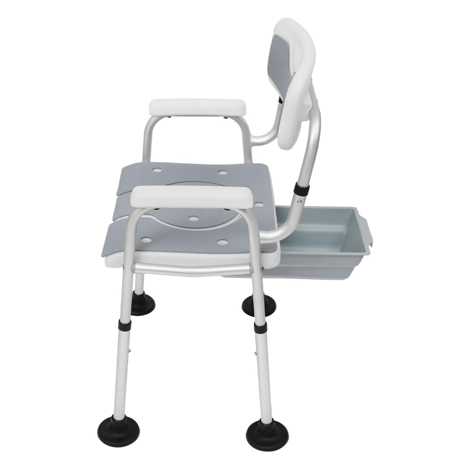 Silla de ducha para personas mayores, asiento de ducha con respaldo y cómoda, altura regulable 40-50 cm, asiento de ducha antideslizante, capacidad de carga 150 kg, asiento de bañera para personas