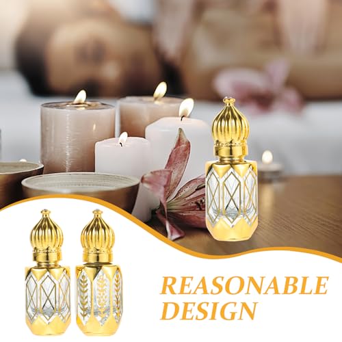 Ciieeo Roll on Bottles, Roller Bottles for Essential Oils 6ml, Oil Roller Pitcher, Arabic Crystal Glass Refillable Roller Pitcher for Oils Perfume Travel 4Pcs 5