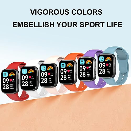BDIG Pack of 6 Sports Bracelets Compatible with Xiaomi Redmi Watch 3 Active for Men and Women Soft Silicone Band Replacement Strap for Xiaomi Redmi Watch 3 Active - Image 3