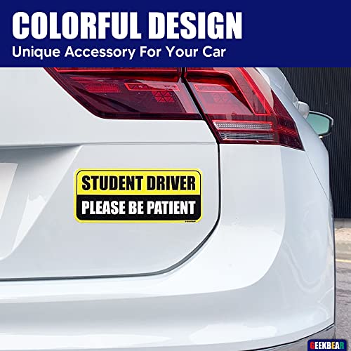 Geekbear Student Driver Car Magnet (Yellow/Black, 3 Pack) - Rectangular Shape, 8.7 X 3.6 Inch #TOP2