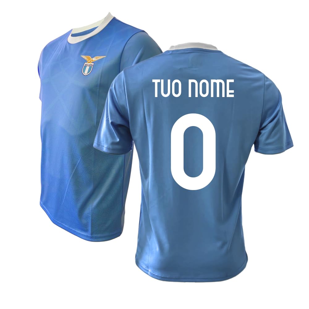 ZeroPlayer Maglia Replica Ufficiale Lazio Personalizzabile con Nome e Numero a Scelta, Modello Home, Celeste, Bianco, Adulto, Ragazzo, Bambino