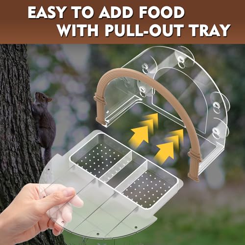 image for GelinRedcap Window Squirrel Feeder, Large Squirrel Feeder for Outside,