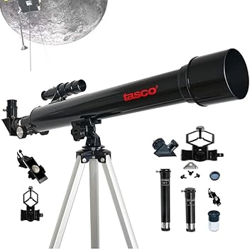 TASCO Spacestation 600 x 50mm Refractor Telescope, Astronomy Telescope for Adults and Beginners, Black