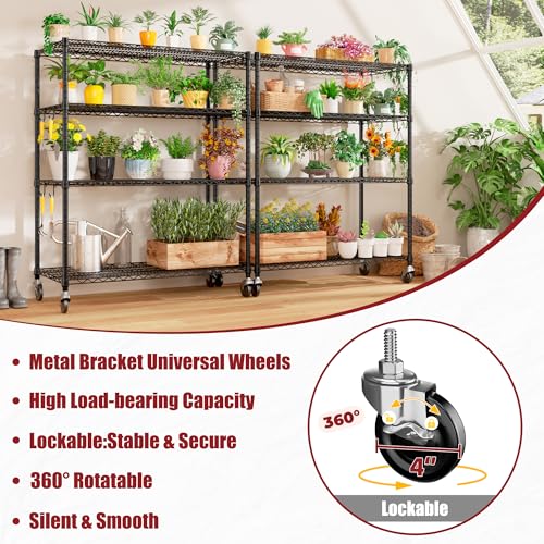 Image of PrimeZone 55.5 inchW x 24 inchD x 80 inchH Heavy Duty Wire Shelving with Wheels 2400LBS | 4 Tier Wire Garage Shelving Unit, NSF Tote Storage Rack, Industrial Metal Shelves, 4 inch Rolling Commercial Shelf for Warehouse
