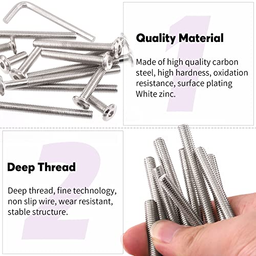 Swpeet S1860 25Pcs M6X20Mm Nickel Plated Sliver Binding Screws Hex Drive Socket Cap Bolts Barrel Nuts Assortment Kit thumb #2