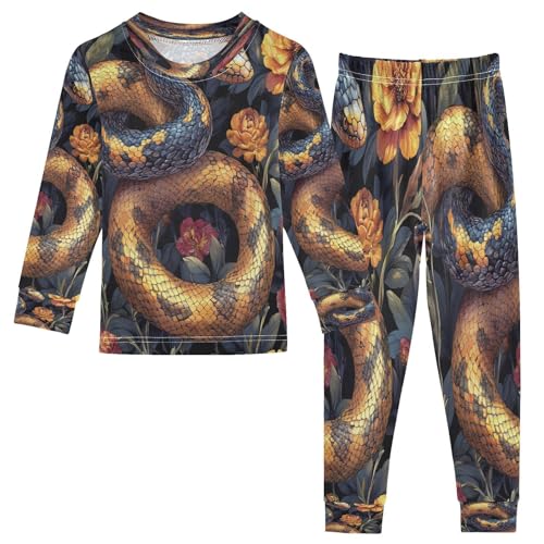 Pajama Sets Long Sleeve Vintage Snake Flower Soft Comfy Sleepwear 2 Piece PJS 3-8T