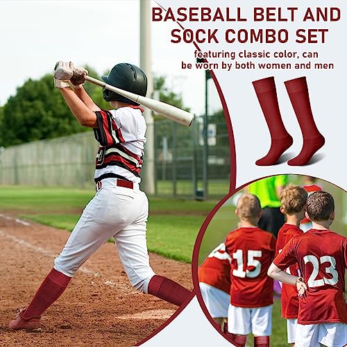 Image of Zhanmai Baseball Belt and Socks Combo, Adjustable Elastic Belt and Softball Socks, Multiple Sizes for Youth Boys Girls, Adult