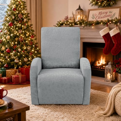 Image of ZNSAYOTX 100% Waterproof Recliner Chair Covers, 3-Piece Stretch Fit Recliner Slipcovers with Buckle & Elastic Band for Lazy Boy, Stay in Place, Soft Plaid Jacquard Protector (Small, Light Grey)