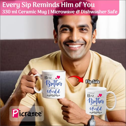 Image of PICRAZEE Rakhi Gift Combo for Brother with Mug, Rakhi, Fridge Magnet, Keyring & G-Card (D-26)