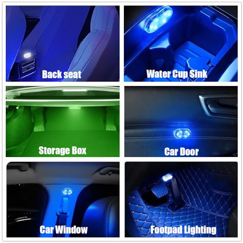 Luces LED interiores recargables para auto, 4 piezas miniatura 5