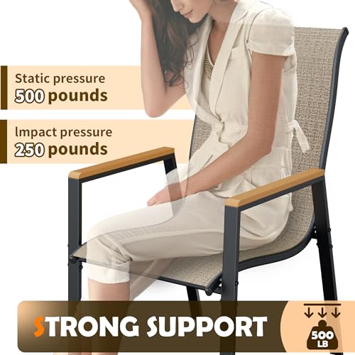 Udpatio Stackable Patio Chairs Set Of 4, Outdoor Stackable Dining Chairs With High Back thumb #8