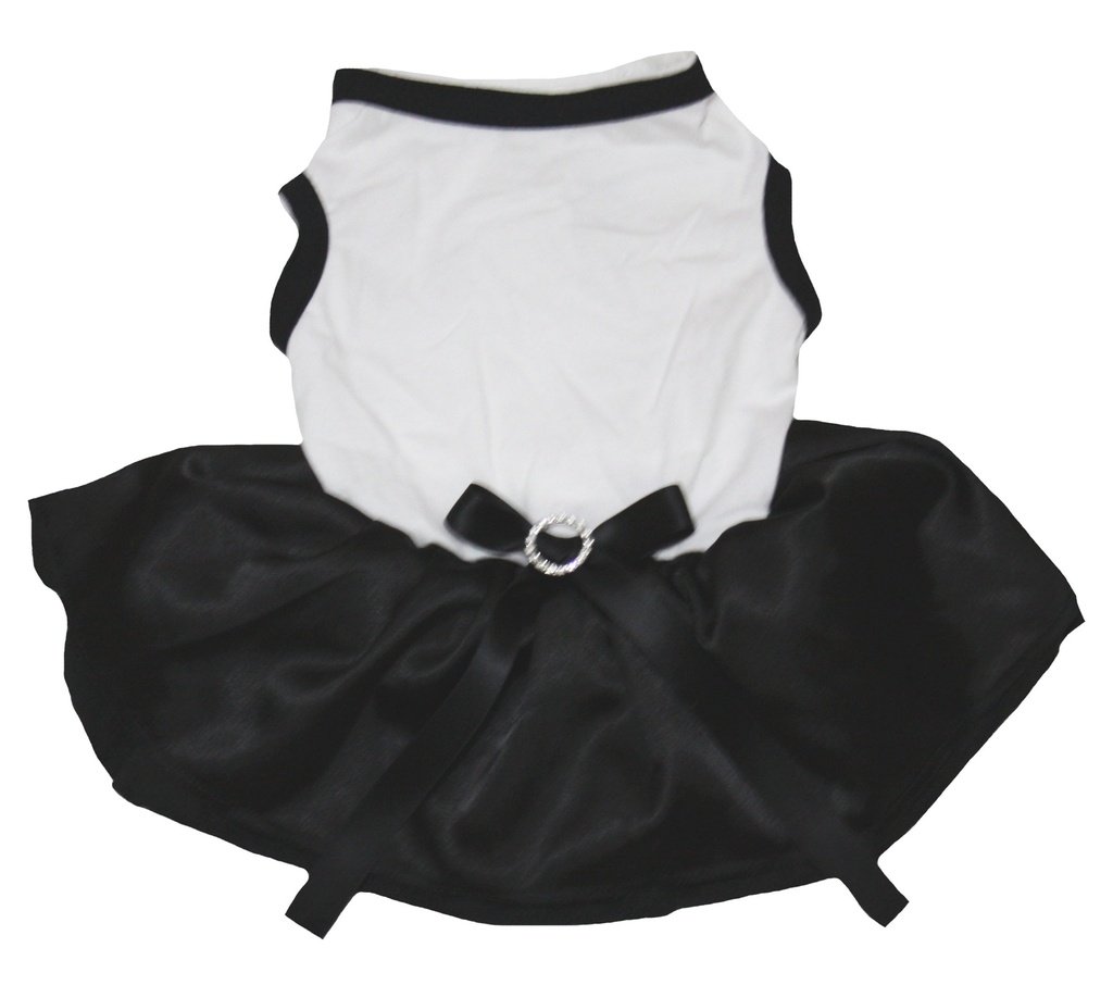 Robe tutu pour chien blanc et noir au design raffiné pour chiot