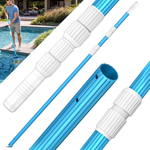 tillvex Barre Télescopique en Aluminium 1,20-3,60 m | Perche Alu Régable et Extensible per Nettoyage de Piscine, Surfaces | avec 3 Parties (Bleu)