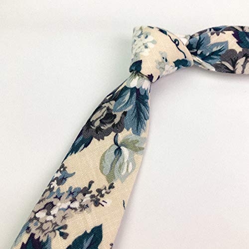 Image of Mantieqingway Men's Cotton Floral Neck Tie 2.56'' Printed Skinny Tie