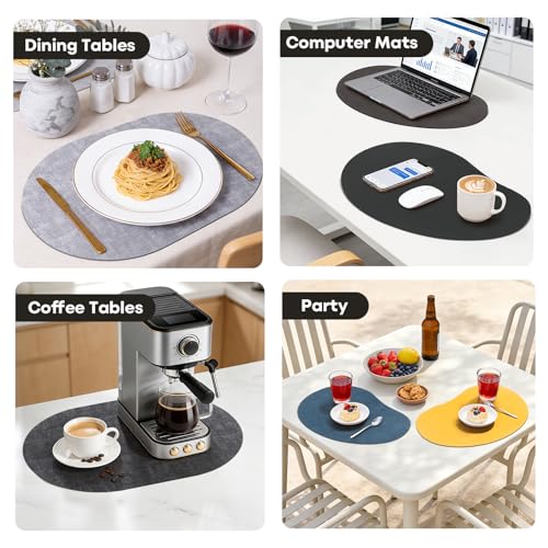 Lot de 6 sets de table ovales noirs pour salle à manger - 8