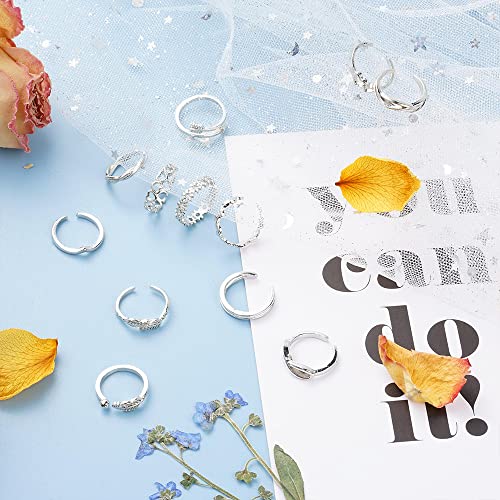 24Pcs Open Toe Rings Set for Women Adjustable Toe Band Knuckle Ring Arrow Knot Star Moon Finger Tail Foot Rings Summer Beach Foot Jewelry4