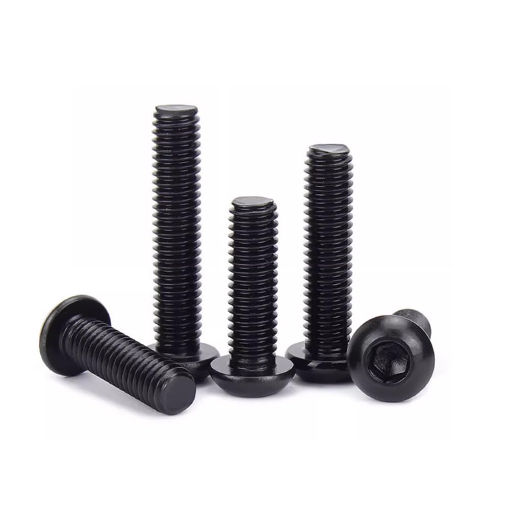 QuarkMRO - M7 Hex Socket Bolts Button Head Screws Black 12.9 Steel Length 12-60mm (M7-1.0 x 16mm,10)