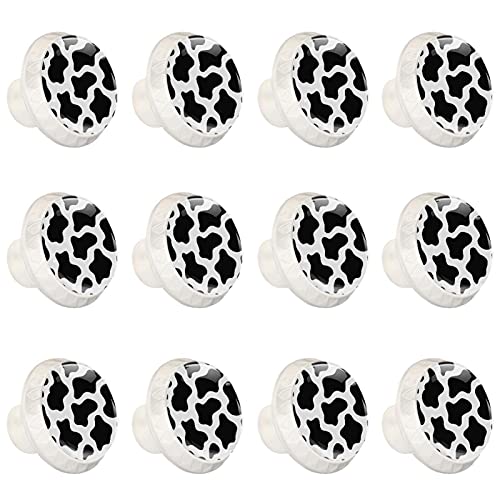 fangyiju 12 Pack Drawer Pulls Cow Print Dresser Kitchen Cabinet Handles Crystal Glass Home Decoration Knobs with Screws Multicolor 1.37x1.10x0.66 in/35x28x17mm -  p485d26919862k1363c26875722g1232