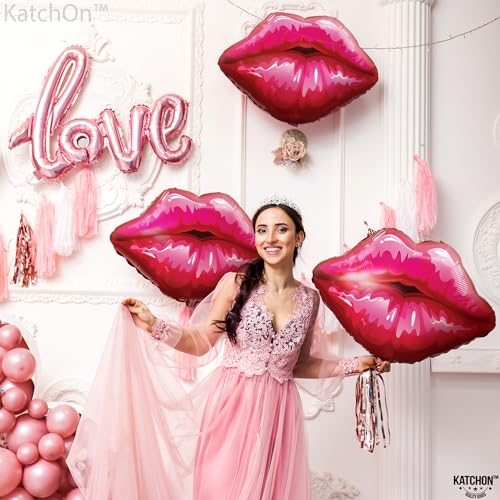 Image of KatchOn, Red Lip Balloons - 30 Inch, Pack of 8 | Kiss Balloons for Anniversary Party Decorations | Lips Foil Balloons for Bachelorette Party Decorations, Pride Decorations, Pride Month Decorations