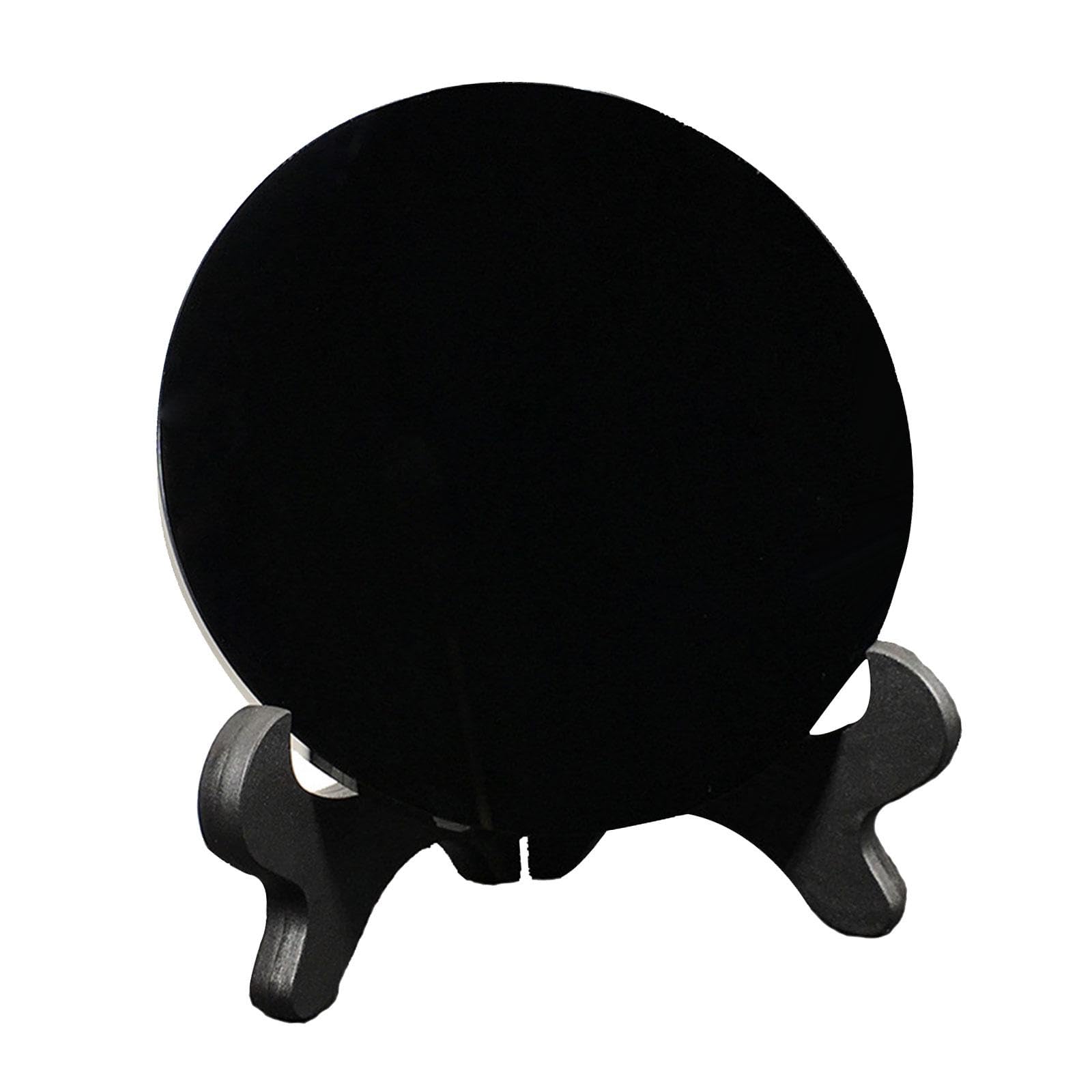 Specchio a disco in ossidiana nera, per meditazione, decorazione per casa e ufficio, diametro 20 cm