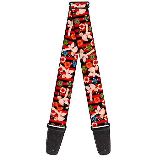 Image of Buckle-Down GS-W32097 Guitar Strap - Top Hat Pin Up Girl /Poker Chips Vertical Stripes Red /Black - 2 inch Wide - 29-54 inch Length