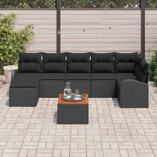Genérico Conjunto de sofás de jardín 8 pcs Negro ratán sintético,Mobiliario,Muebles de jardín,Conjuntos de jardín-3347611