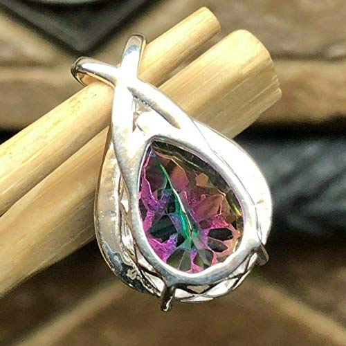 6Ct Rainbow Mystic Topaz 925 Solid Sterling Silver Pendant 30Mm #TOP1