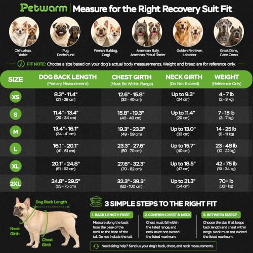 Image of PetWarm Dog Recovery Suit After Surgery, Dog Bodysuit, Substitute E-Collar and Cone, Pet Surgery Recovery Suit, Female Male Dog Onesie for Spay Neuter, Dinosaur Pattern, Multi-Colored, 2XL
