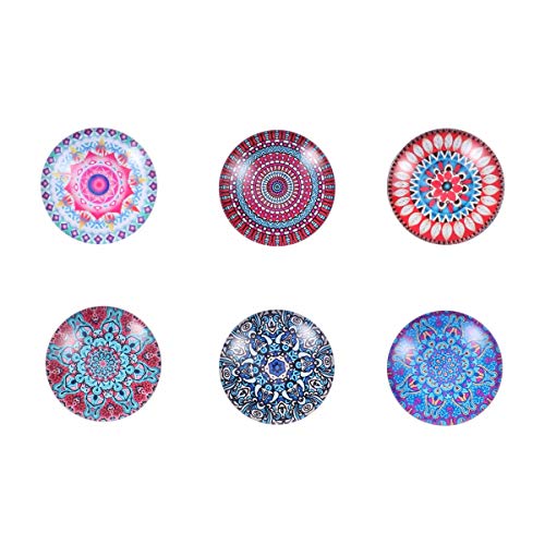 6 Stück Mandala Kühlschrank Magnete Glas Kühlschrank Magnet Whiteboard Magnete Home Decoration (zufälliges Muster)