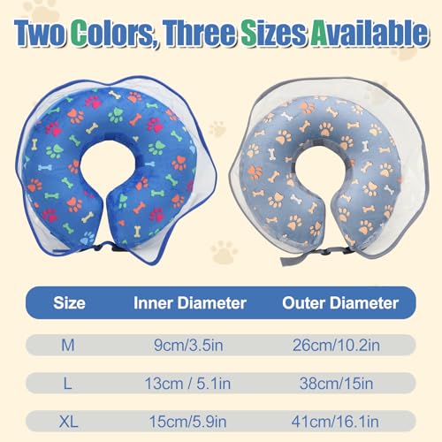 Image of Inflatable Dog Cone Collar, Adjustable Size Soft PVC 2-in-1 Dog Donut Collar After Surgery with Detachable, Inflatable Collar for Small Medium Large Dogs and Cats (Grey, Medium)