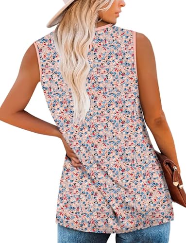 KISSMODA Womens Flora Print Tank Tops Ribbed Summer Shirt Sleeveless Summer Casual Women Blouses(S-3XL)